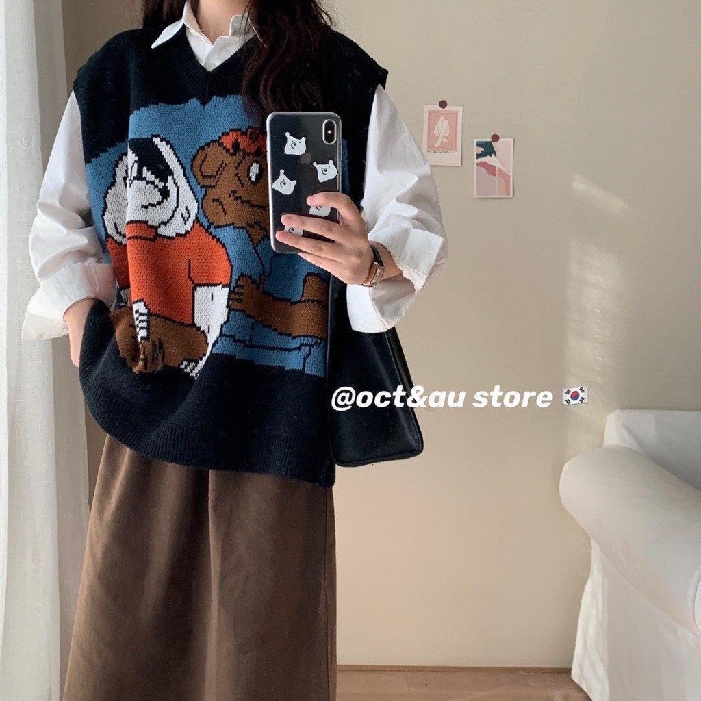 Áo gile nữ len Disney aut tuồn hàng Quảng Châu cao cấp loại 1 dày đẹp không bai xù