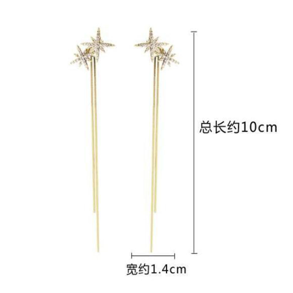 Hoa Tai Dáng Dài Hình Ngôi Sao Đính Đá Thời Trang