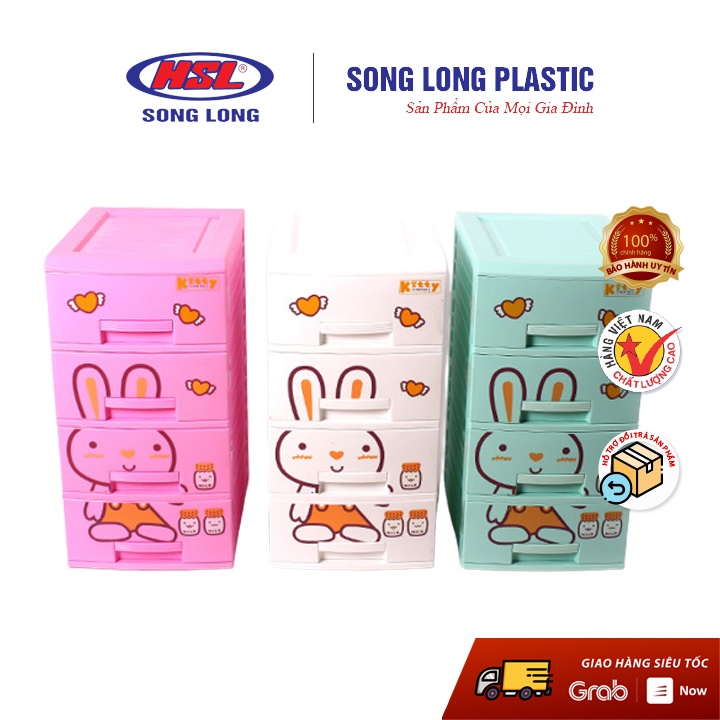 Tủ Nhựa Kitty đựng đồ trẻ sơ sinh -3 tầng- 4 tầng Song Long Plastic