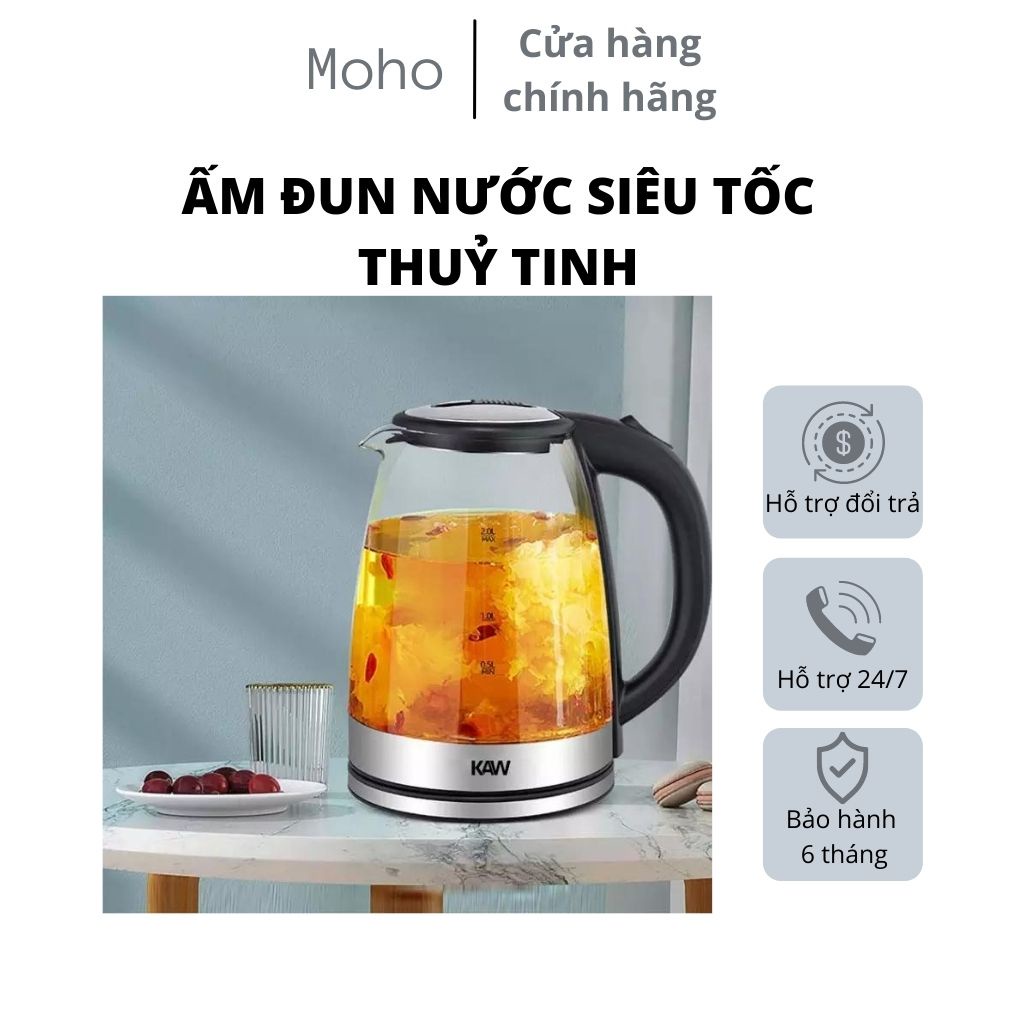 ẤM ĐUN NƯỚC SIÊU TỐC THUỶ TINH RAPIDO 1.8L/ BÌNH ĐUN NƯỚC SIÊU TỐC THUỶ TINH RAPIDO [LỖI 1 ĐỔI 1]