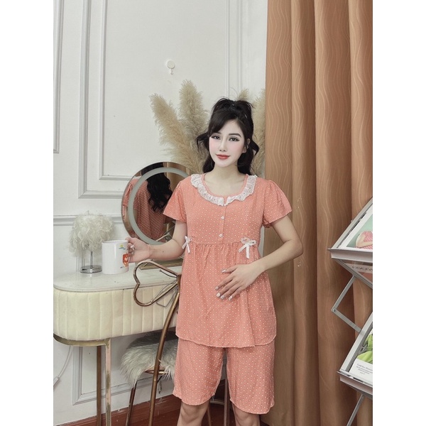 Bộ Bầu lửng siêu xinh ❤️có khoá cho con ti tiện lợi chất đũi hàn siêu thoáng mát,thấm hút mồ hôifreesize 45-68kg