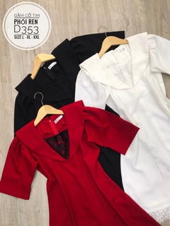 Bigsize Đầm cổ tim phối ren D353