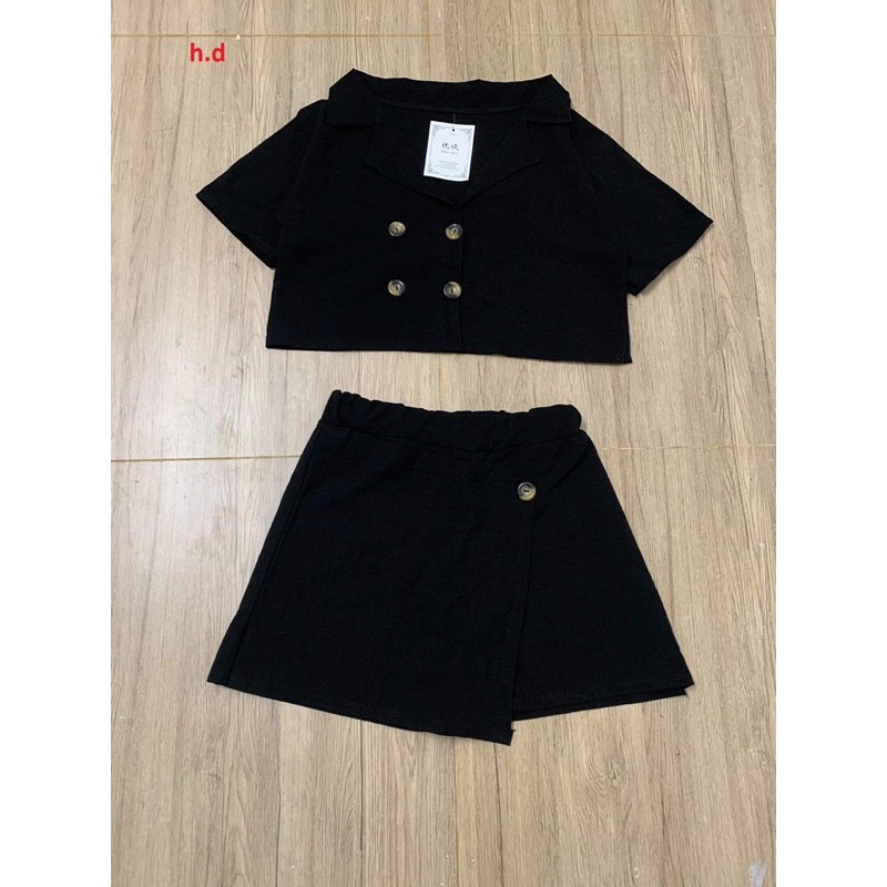 Sét croptop Vec + chân váy lệch HD7 ATSHOP CHUYÊN SỈ LẺ THỜI TRANG