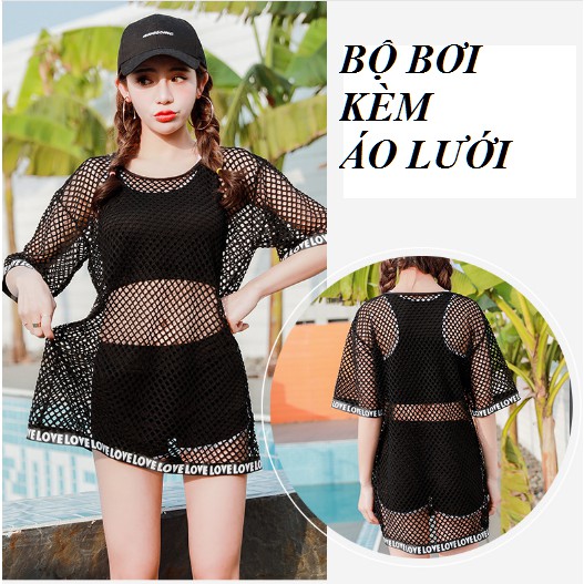 Bộ đồ bơi nữ kèm áo lưới cá tính