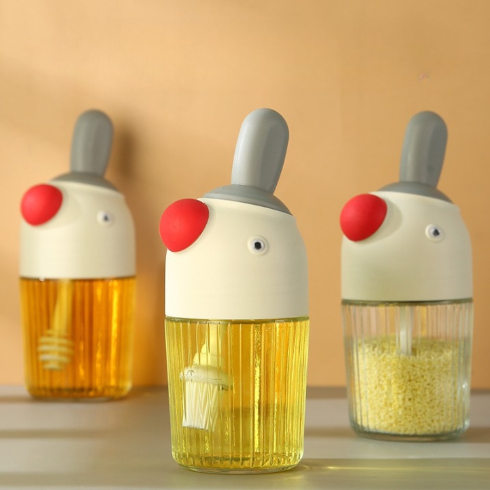 Hũ Đựng Gia Vị Chống Ẩm Kèm Thìa Muỗng, Lọ Đựng Gia Vị Thủy Tinh 280ML Hình Chim Cánh Cụt An Toàn, Tiện Lợi