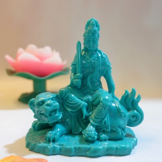 Tượng văn thù bồ tát cưỡi sư tử cao 10.5cm - t0231