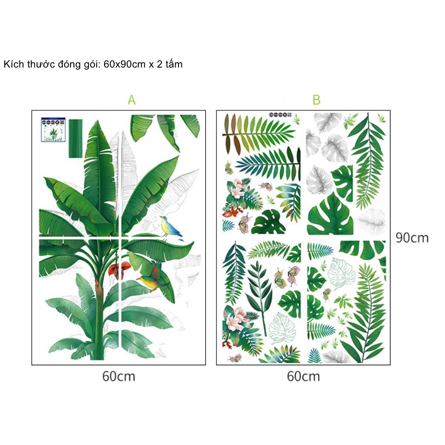 Decal dán tường Cây chuối mùa xuân hiện đại