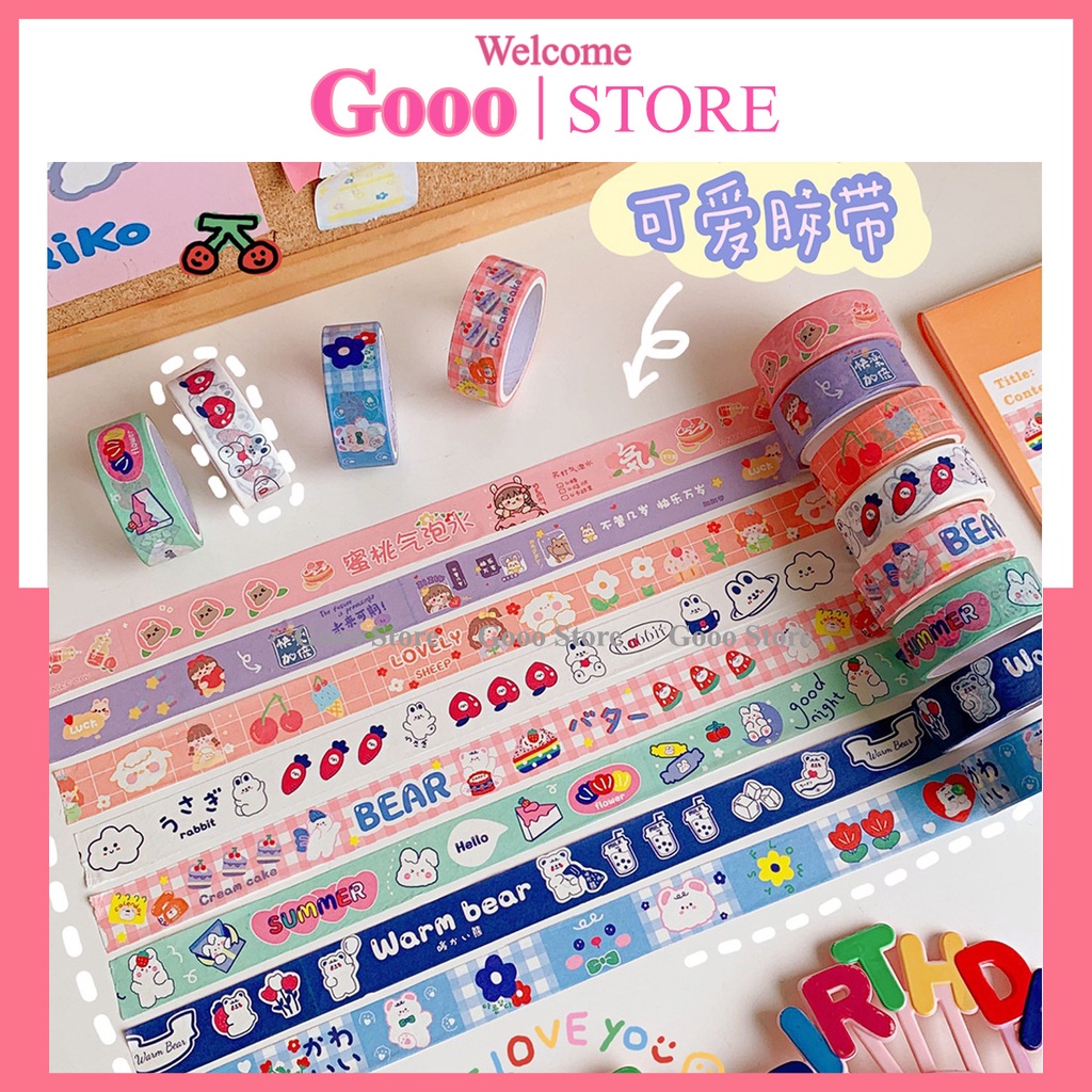 Cuộn băng dính washi họa tiết sticker trang trí nhiều mẫu