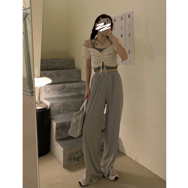 Xiaozhainv  Áo Croptop Trễ Vai Tay Ngắn Thời Trang Mùa Hè Cho Nữ