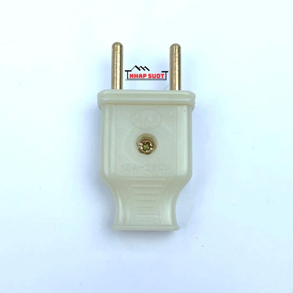 Phích cắm điện, càng cua thân dẹt, chân tròn phi 4 p4