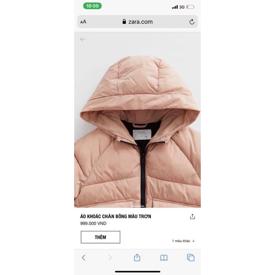 Aó Khoác Phao Kéo Khóa Lót Nỉ Bé Gái Zara Viet Nam Xuất Khẩu Dư Xịn size 6-11 tuổi Giao Màu Ngẫu Nhiên