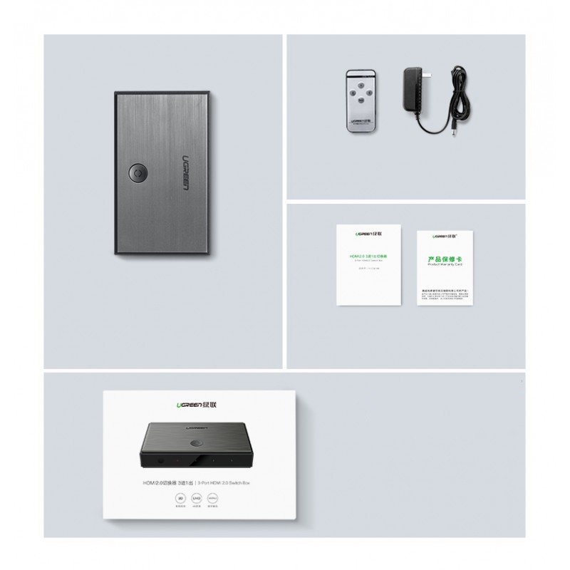 Ugreen 50709 - Bộ gộp HDMI chuẩn 2.0 3 vào 1 ra hỗ trợ 4K@60Hz ✔HÀNG CHÍNH HÃNG ✔