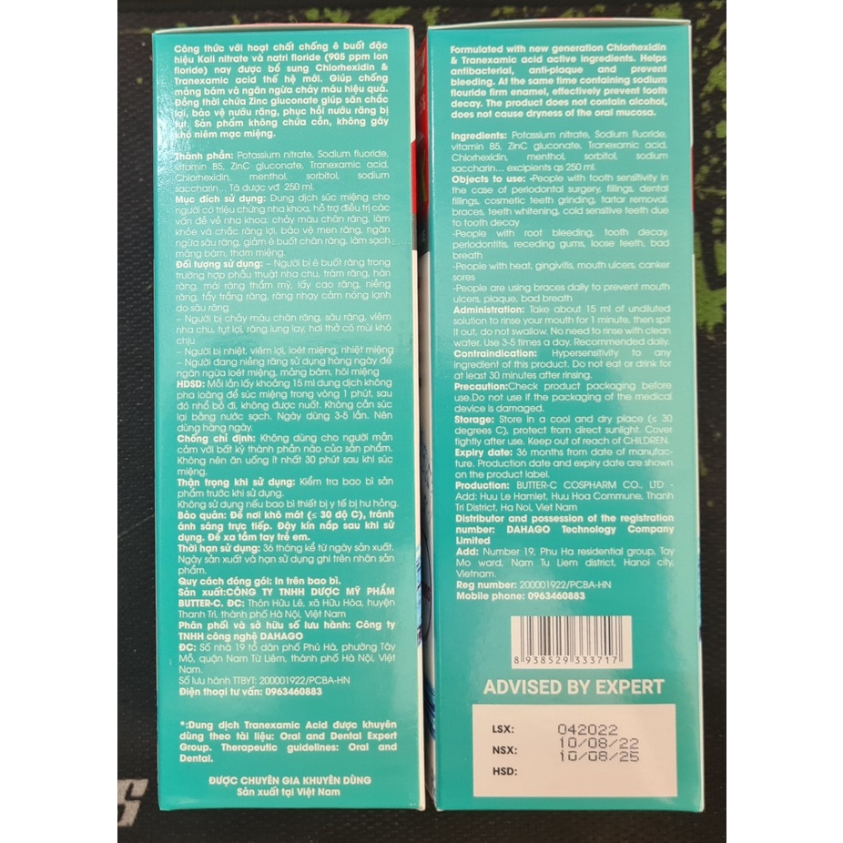 Nước Súc Miệng Tranexa X 250ml - Dùng cho sâu răng, nhiệt miệng, giúp kháng khuẩn, bảo vệ men răng, giúp răng chắc khỏe