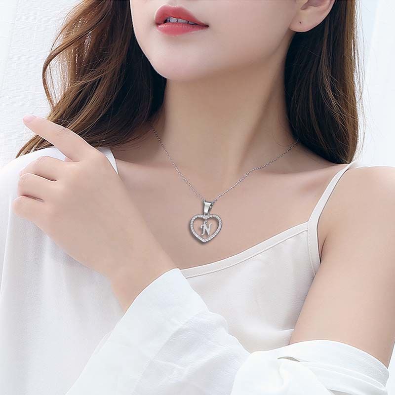 Vòng cổ hợp kim mặt hình 20 chữ cái tuỳ chọn xinh xắn cho nữ