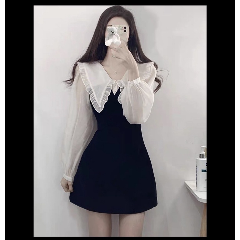 Váy phối tay voan