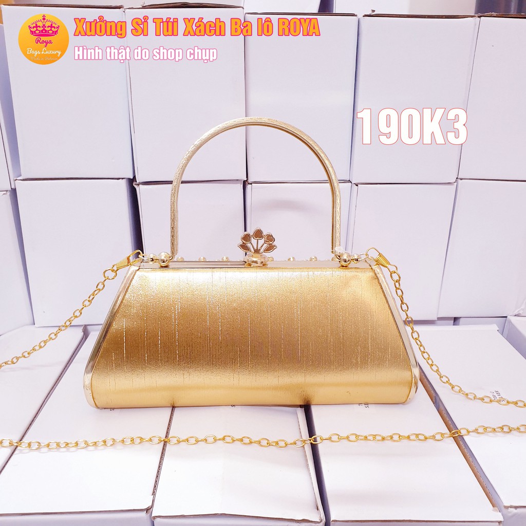 Ví cầm tay   FREESHIP  sang trọng Cốp đá 3 hoa  ROYA  cầm tay đi tiệc chanh xả nhất thời đại 190k3 HÌNH THẬT SHOP CHỤP