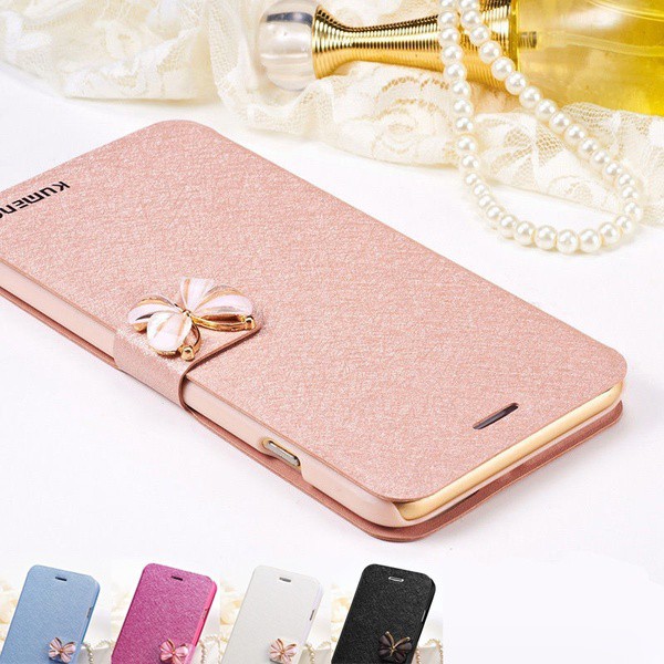 Bao da điện thoại nắp gấp đính bướm thanh lịch bảo vệ toàn diện cho iPhone 6 7 8 Plus X XR XS MAX