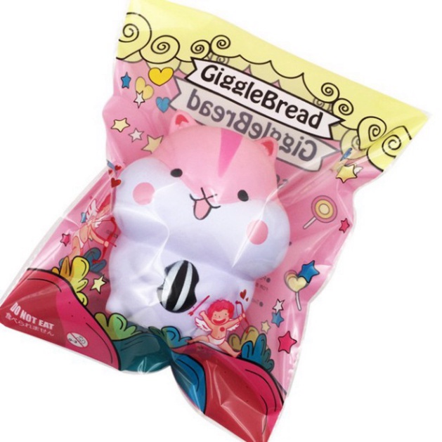 SQUISHY chuột sóc màu hồng má hồng lè lưỡi tay cầm bóng