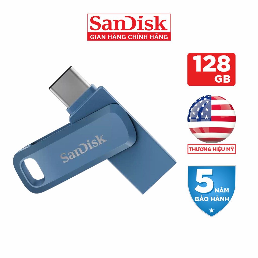 USB OTG SanDisk Ultra Dual 128GB Type-C USB 3.1 - SDDDC3-128G-G46NB - Hàng Phân Phối Chính Hãng