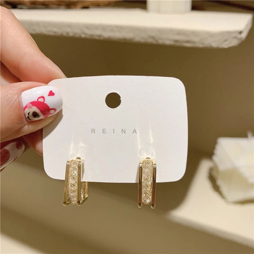 Bông tai hình học màu sắc đẹp mắt mạ S925 phong cách punk thời trang cho nữ