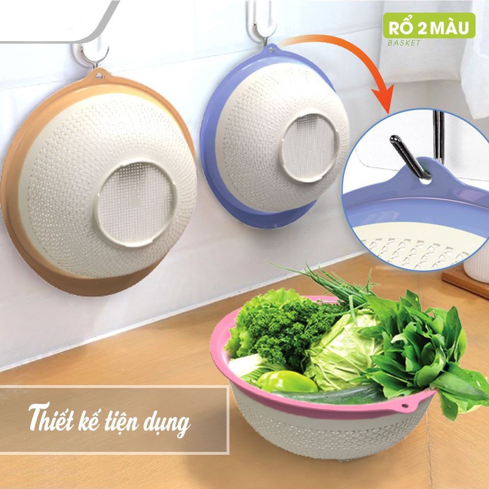 Rổ Nhựa 2 Màu Đa Năng Chất Lượng Cao Màu Sắc Trang Nhã Sang Trọng - 25x23x9cm