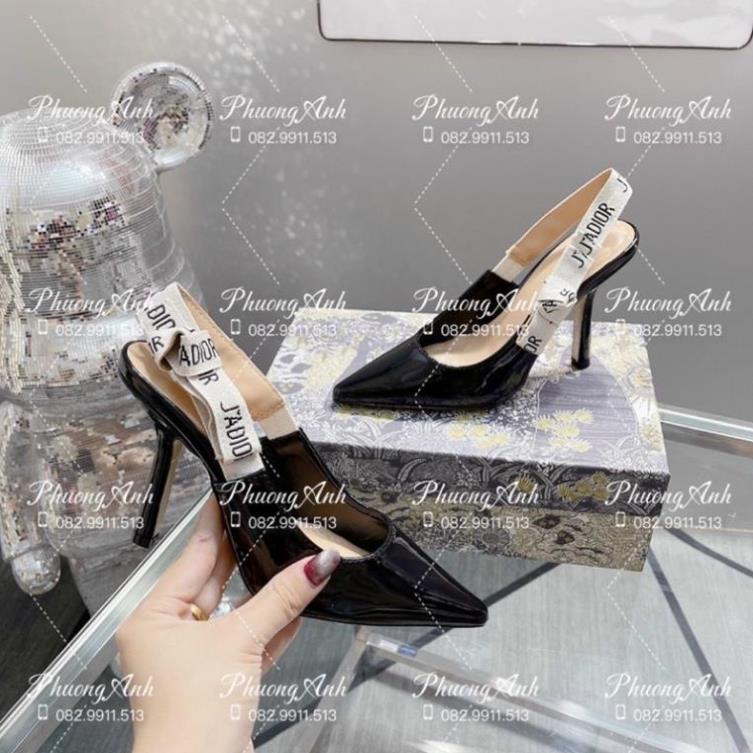Sandal Dior Đen Bóng Cao 9F Full Size 35-39