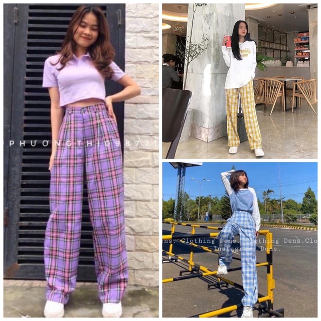 [GIÁ SỐC]Quần kẻ caro ống rộng ullzang kéo dài chân loại 1 siêu hottt | BigBuy360 - bigbuy360.vn