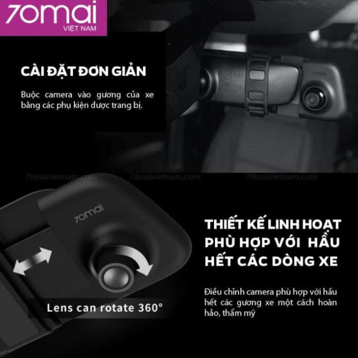 Camera hành trình 70mai D07 nội địa trên gương cam sau RC05 quay đêm