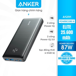 Sạc dự phòng ANKER PowerCore III Elite 25.600mAh PD 87wA1291