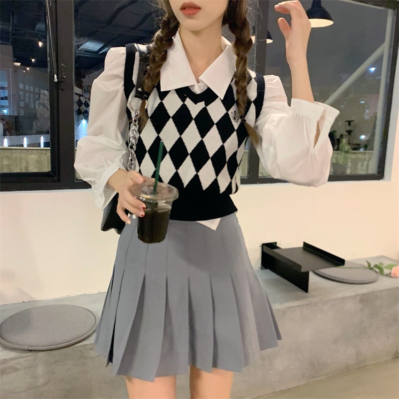 Áo len NZN không tay cổ chữ V họa tiết sọc caro thời trang cao cấp cho nữ