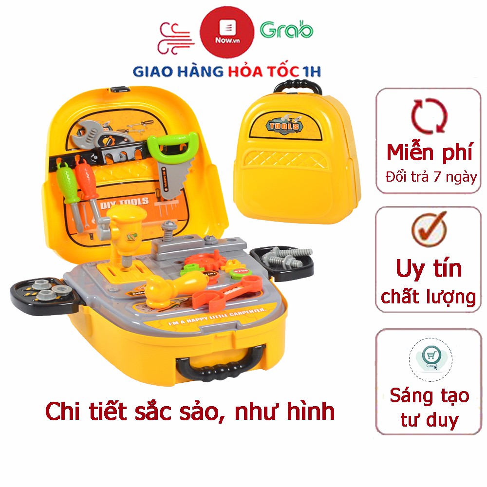 Bộ đồ chơi dụng cụ sửa chữa cho bé kèm cặp đựng tiện lợi, giúp bé nhận biết dụng cụ và quan sát học hỏi