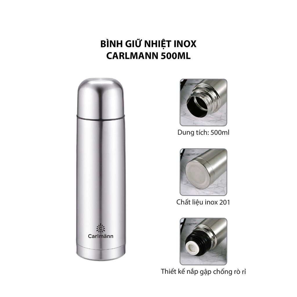 Bình giữ nhiệt inox Carlmann 500ml - BES523