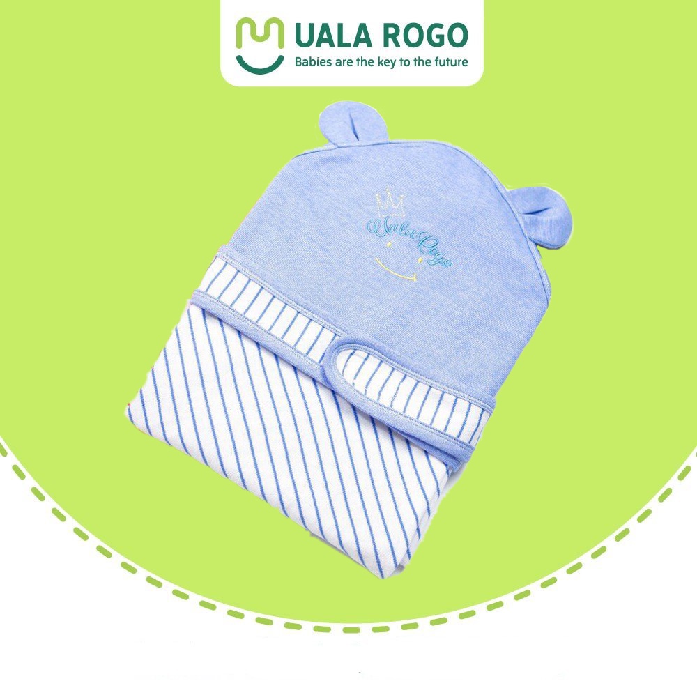 Chăn ủ sơ sinh Uala rogo vải cotton thấm hút giữ ấm dán giữ bé an toàn 90x90cm UR8911