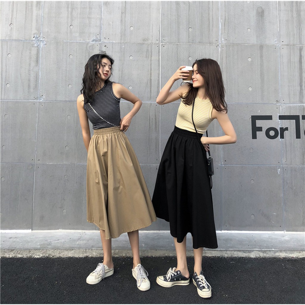 Chân váy kaki form dài hình thật vải bao đẹp-váy dài qua gối | BigBuy360 - bigbuy360.vn