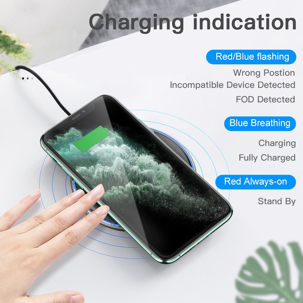 Đế Sạc Không Dây Essager Qi 15W Cảm Biến Sạc Nhanh Dành Cho iPhone 12 Pro XS Max X XR Samsung S20 Xiaomi Mi 9