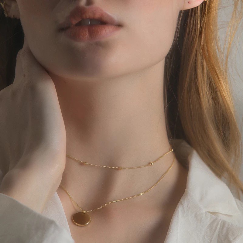 Dây Chuyền Hai Lớp Mạ Vàng 18K Phong Cách Hàn Quốc Thời Trang