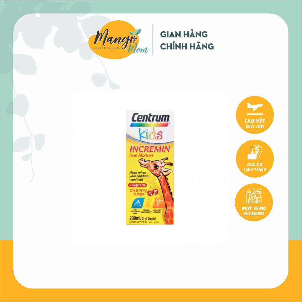 - Centrum Kids Incremin Iron Mixture 200ml úc - Siro đặc trị biếng ăn cho bé từ 6 tháng