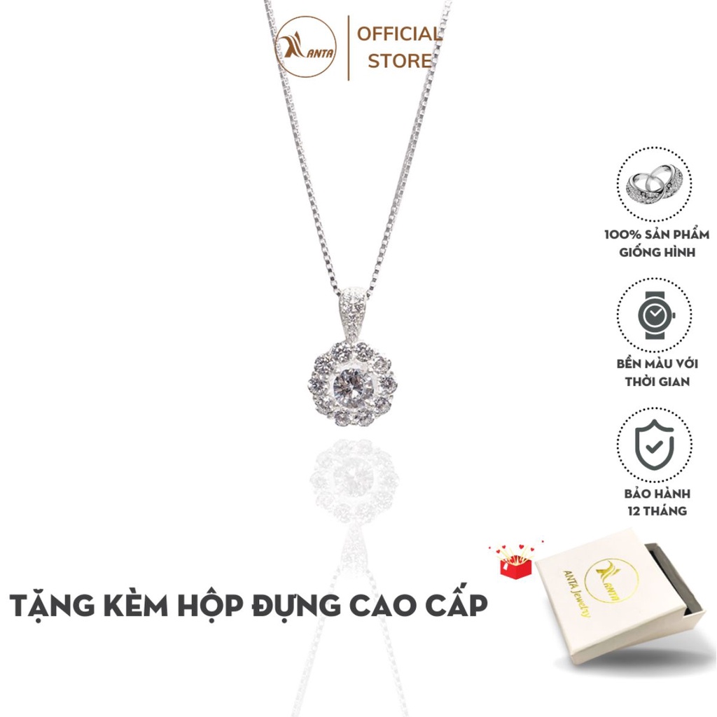 Dây chuyền bạc 925 mặt tròn đính đá nhỏ sáng lấp lánh thời trang cho nữa ANTA Jewelry - ATJ6544M