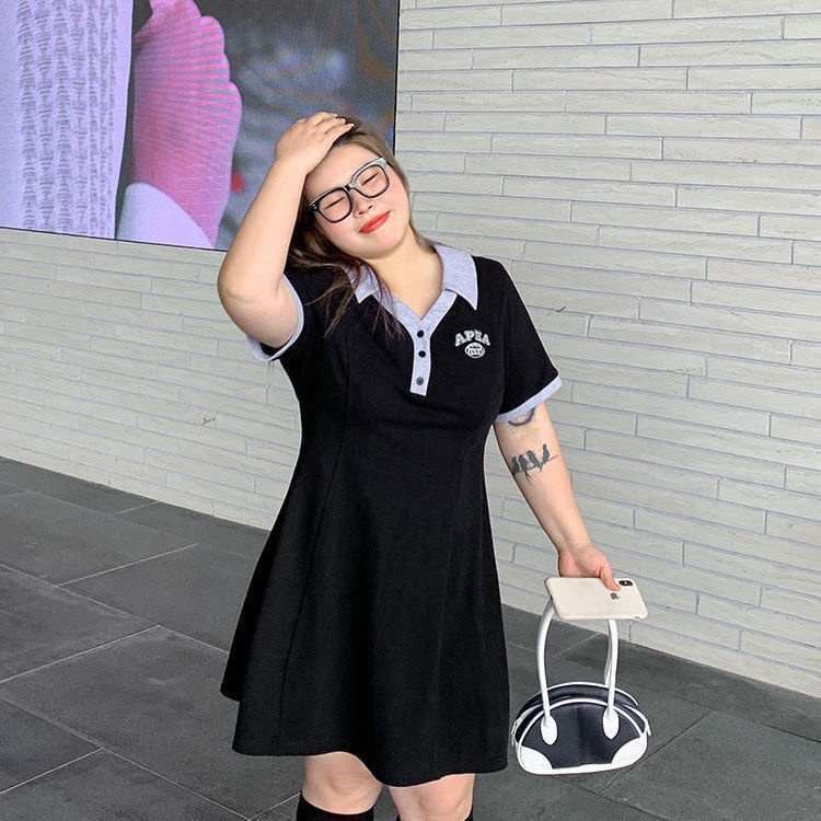 Đầm Chữ A Cổ polo Tay Ngắn Dáng Ôm Thời Trang Cho Nữ 150KG