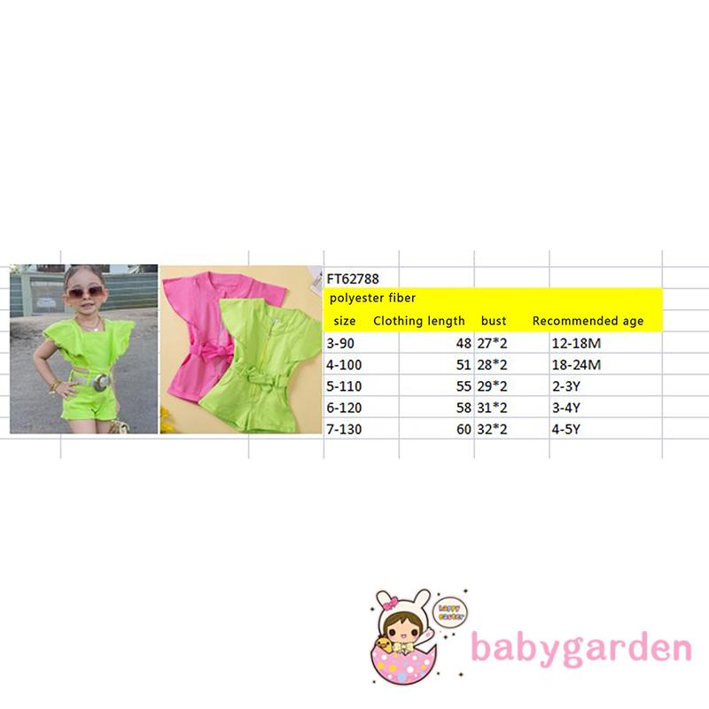 Bộ Áo Liền Quần Tay Cánh Tiên Màu Trơn Có Túi Và Khóa Kéo Cho Bé Gái 1-5 Tuổi