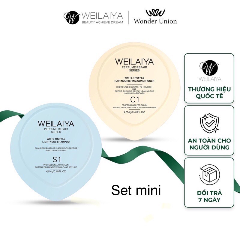SET MINI GỘI + XÃ PHỤC HỒI NẤM TRUFFLE CHÍNH HÃNG WEILAIYA , 20 ML , PHỤC HỒI TÓC HƯ TỔN , HÊWST KHÔ XƠ , ÓNG Ả .