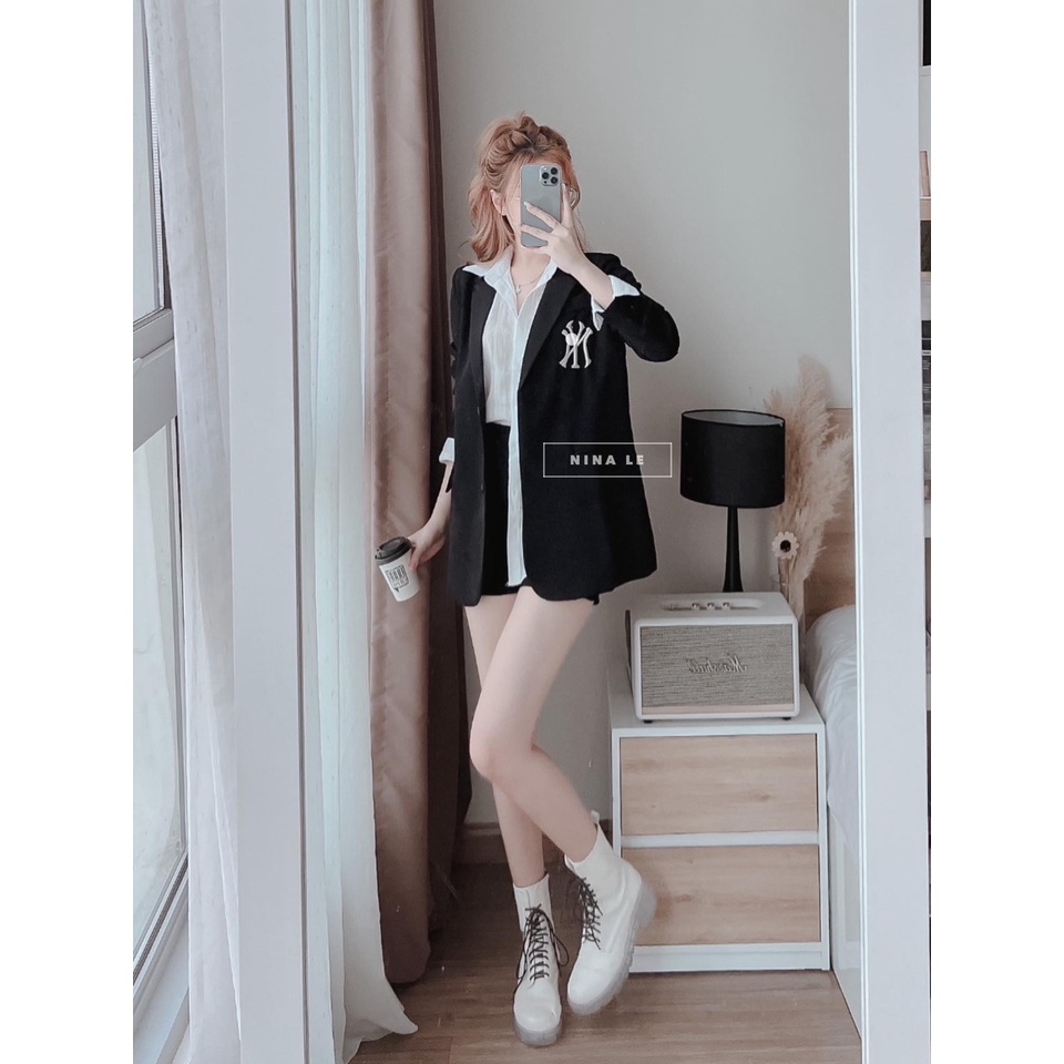 ☘️Áo khoác vest in chữ NY màu đen siêu sang chảnh lịch sự hot 2022 Kiclesstore