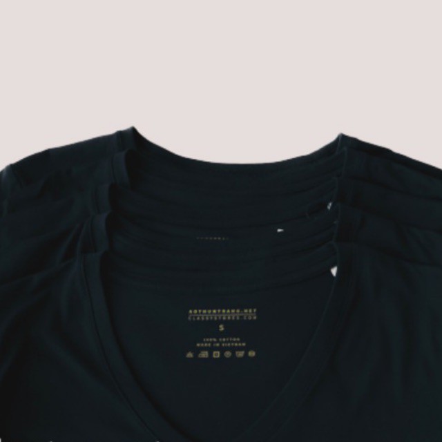 Áo thun Made In Vietnam Cổ TIM MÀU ĐEN Sang-Xin-Mịn, 100% cotton thoáng khí, thấm hút mồ hôi