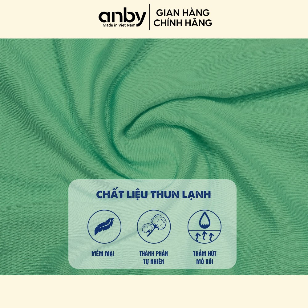 Quần áo trẻ em ANBY bộ cho bé từ 1 đến 8 tuổi cộc tay cổ tròn cotton thun lạnh màu trơn AB16