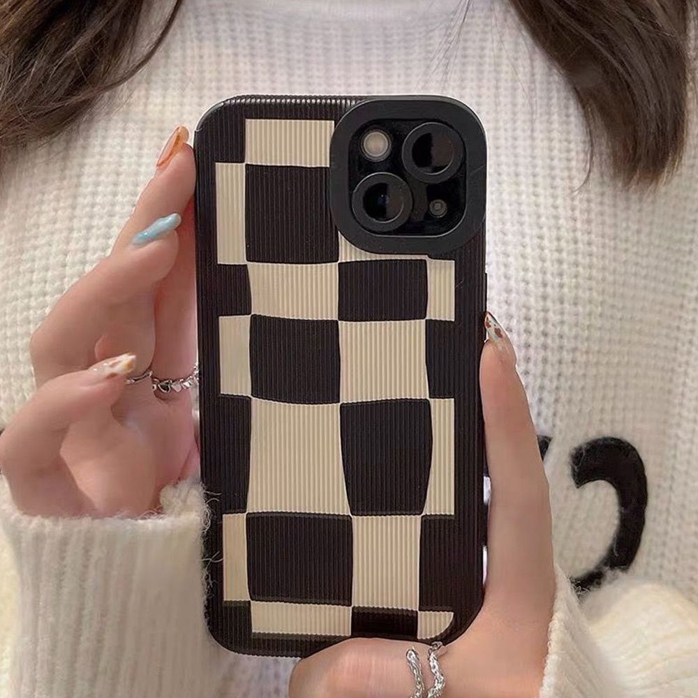 Ốp Điện Thoại TPU Mềm Chống Sốc Họa Tiết Sọc Caro Trắng Đen Cho Iphone 14 Pro Max 11 7Plus 13 12 11 Pro Max X XS Max XR