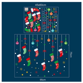 Decal trang trí Noel - Rèm tất đỏ