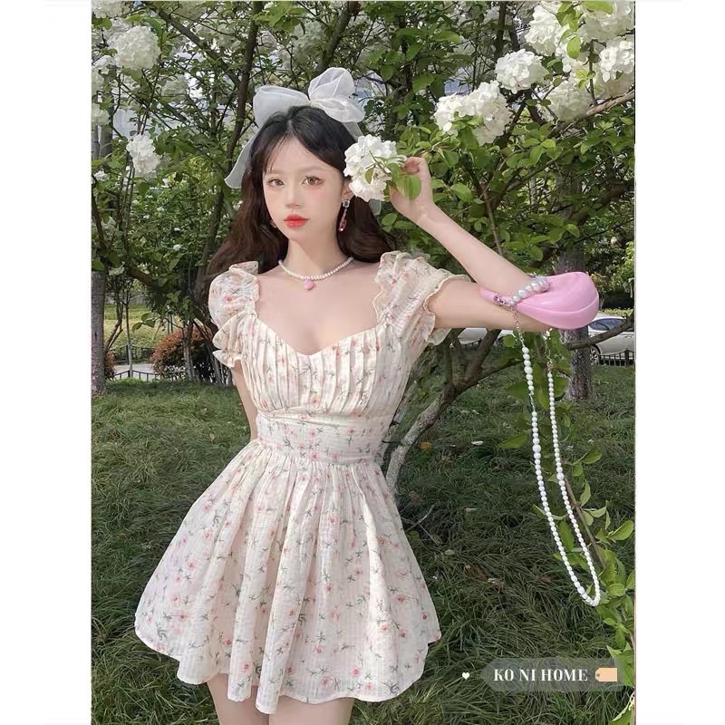 Đầm hoa thắt nơ lưng ( có bigsize )