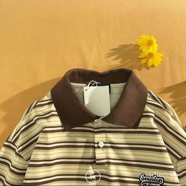 Áo Thun Polo Tay Dài Họa Tiết Kẻ Sọc Phong Cách Retro Hàn Quốc Mới 2021 Cho Nữ | BigBuy360 - bigbuy360.vn