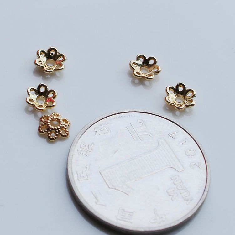 Hạt Cườm Rỗng Hình Bông Hoa 14K Màu Vàng Dùng Làm Vòng Tay/Vòng Tay DIY