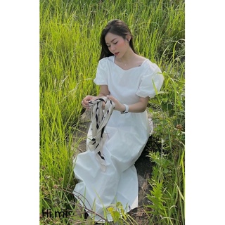 Váy tay bồng chun lưng, dáng váy dài